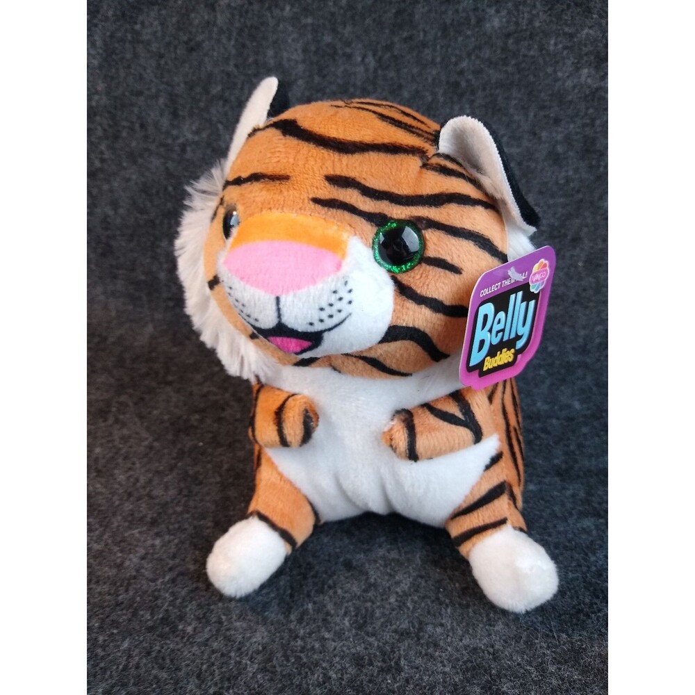 Belly Buddy Tiger Plush Stuffed Animal Jungle Glitter Blue Eyes Nanco w Tag 5in